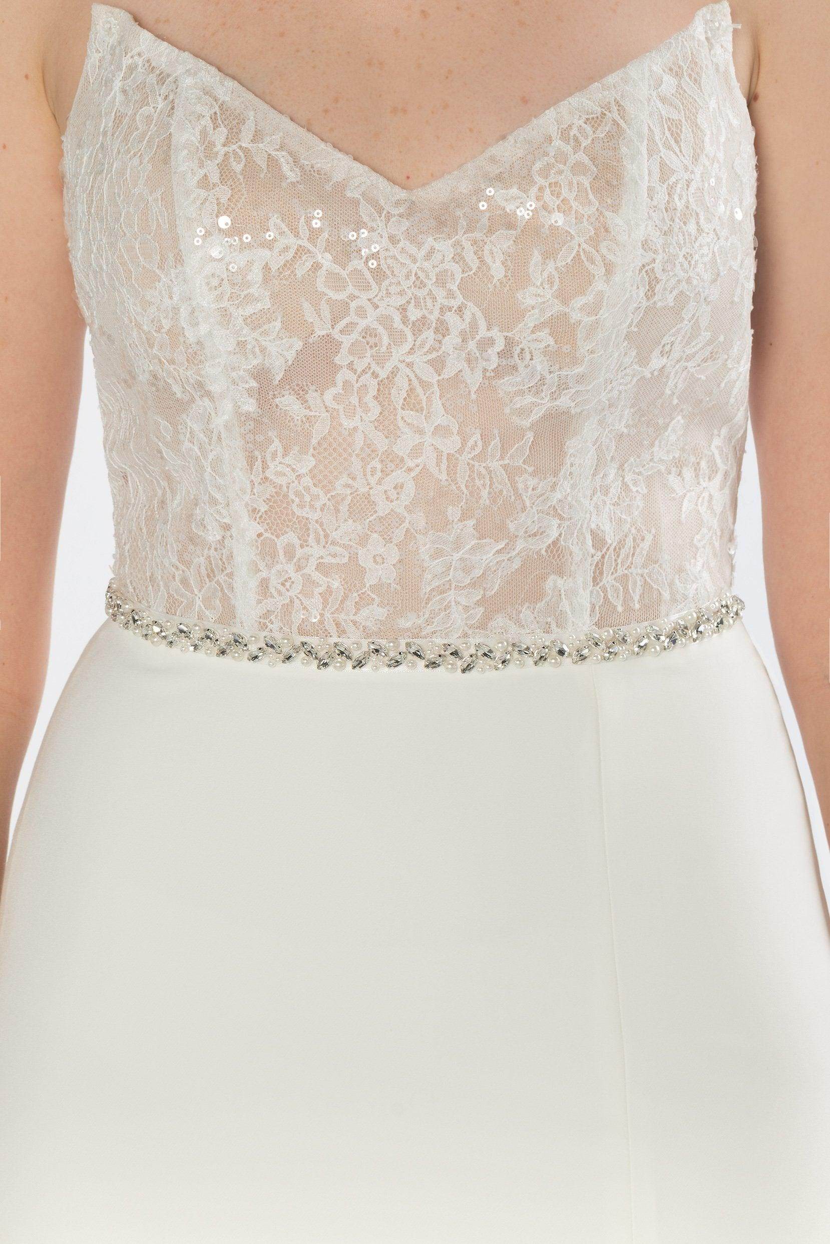 Ribbons Wedding Sash With Imitation Pearl CC0077 - COCOMELODY